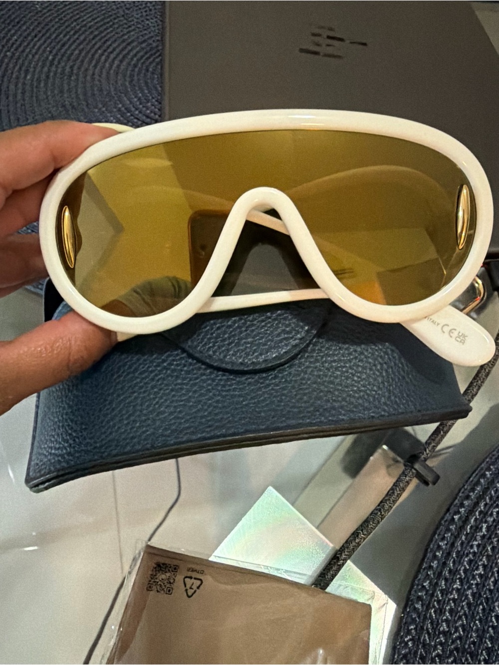 Women’s White Frame Sunglasses with Yellow Lenses